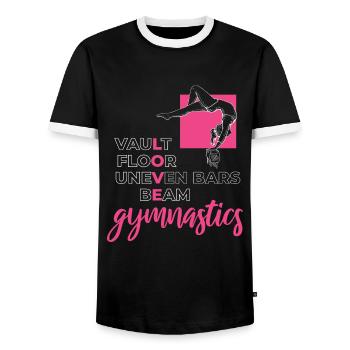 Love Gymnastics Gymnastik Turnen Turner - Men's Ringer Shirt - black/white - Front - AI Model Female 172 light (172cm) & AI Model Male 178 light (178cm)