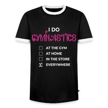I Do Gymnastic Gymnastics Gymnastics Turner - Men's Ringer Shirt - black/white - Front - AI Model Female 172 light (172cm) & AI Model Male 178 light (178cm)
