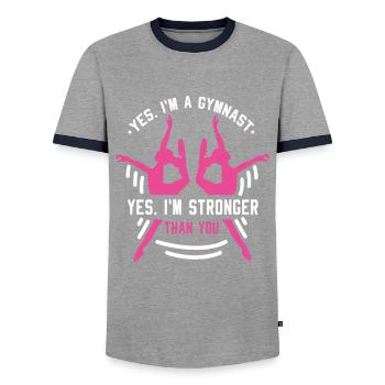 IM A Gymnaste Gymnastique Gymnastique Turner - T-shirt contrasté Homme - gris/marine  - Devant - AI Model Female 172 light (172cm) & AI Model Male 178 light (178cm)