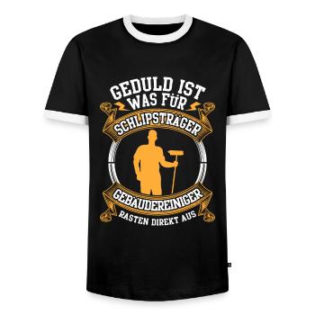 Gebäudereiniger rasten aus Fassadenreiniger - Männer Kontrast-T-Shirt - Schwarz/Weiß - Vorne - AI Model Female 172 light (172cm) & AI Model Male 178 light (178cm)