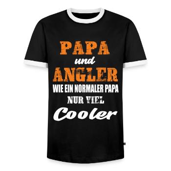 Papa und Angler Angeln Vater und Sohn Angeln - Männer Kontrast-T-Shirt - Schwarz/Weiß - Vorne - AI Model Female 172 light (172cm) & AI Model Male 178 light (178cm)