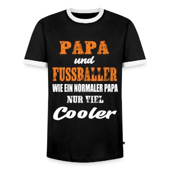 Papa und Fußballer Fußball Fußballspiel Sport - Männer Kontrast-T-Shirt - Schwarz/Weiß - Vorne - AI Model Female 172 light (172cm) & AI Model Male 178 light (178cm)