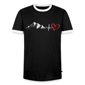 Les grimpeurs escaladent le sommet Wanderer - T-shirt contrasté Homme - noir/blanc - Devant - AI Model Female 172 light (172cm) & AI Model Male 178 light (178cm)