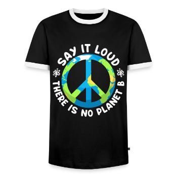 There is no Planet B Environmental Protection Save the Earth - Men's Ringer Shirt - black/white - Front - AI Model Female 172 light (172cm) & AI Model Male 178 light (178cm)