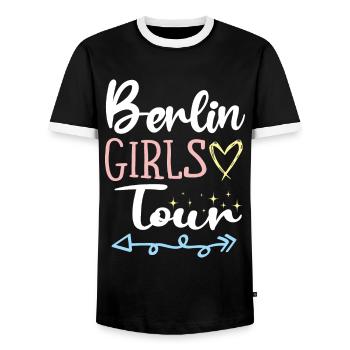 Berlin Girls Tour - Men's Ringer Shirt - black/white - Front - AI Model Female 172 light (172cm) & AI Model Male 178 light (178cm)