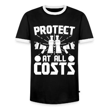 Lifeguard Protect At All Costs Lifeguard - Men's Ringer Shirt - black/white - Front - AI Model Female 172 light (172cm) & AI Model Male 178 light (178cm)