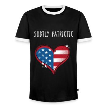 Subtly Patriotic American Proud USA Confident - Men's Ringer Shirt - black/white - Front - AI Model Female 172 light (172cm) & AI Model Male 178 light (178cm)