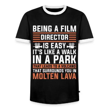 Film Director Being A Film Director Is Easy Cinema - Men's Ringer Shirt - black/white - Front - AI Model Female 172 light (172cm) & AI Model Male 178 light (178cm)