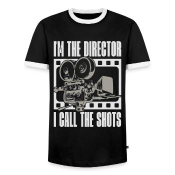 Film Director I'm The Director I Call Video Editor - Men's Ringer Shirt - black/white - Front - AI Model Female 172 light (172cm) & AI Model Male 178 light (178cm)