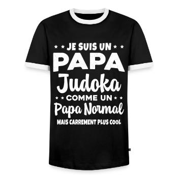 Homme Papa Judoka Humour Judo Cadeau - T-shirt contrasté Homme - noir/blanc - Devant - AI Model Female 172 light (172cm) & AI Model Male 178 light (178cm)