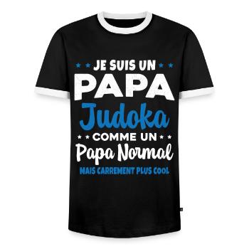 Homme Papa Judoka Humour Judo Cadeau - T-shirt contrasté Homme - noir/blanc - Devant - AI Model Female 172 light (172cm) & AI Model Male 178 light (178cm)