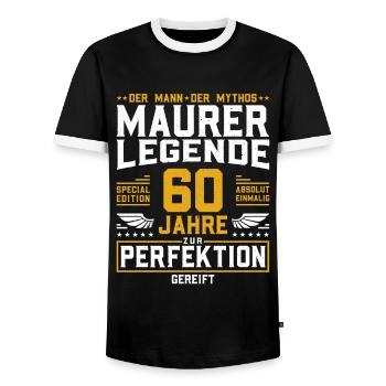 Maurer Legende - 60. Geburtstag Maurer Handwerker - Männer Kontrast-T-Shirt - Schwarz/Weiß - Vorne - AI Model Female 172 light (172cm) & AI Model Male 178 light (178cm)