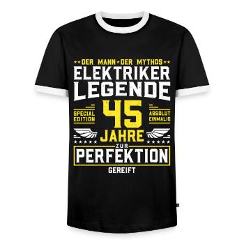 Elektriker 45. Geburtstag Männer 45 Jahre alt - Männer Kontrast-T-Shirt - Schwarz/Weiß - Vorne - AI Model Female 172 light (172cm) & AI Model Male 178 light (178cm)