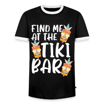 Find me in the tiki bar luau party tiki bar - Men's Ringer Shirt - black/white - Front - AI Model Female 172 light (172cm) & AI Model Male 178 light (178cm)