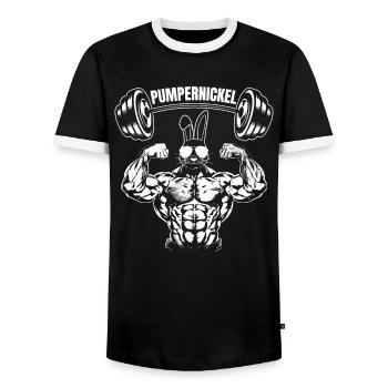 Pumpernickel Hase Powerlifting Gewichtheben - Männer Kontrast-T-Shirt - Schwarz/Weiß - Vorne - AI Model Female 172 light (172cm) & AI Model Male 178 light (178cm)