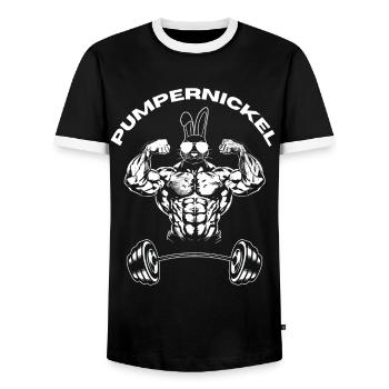 Pumpernickel Hase Powerlifting Gewichtheben - Männer Kontrast-T-Shirt - Schwarz/Weiß - Vorne - AI Model Female 172 light (172cm) & AI Model Male 178 light (178cm)