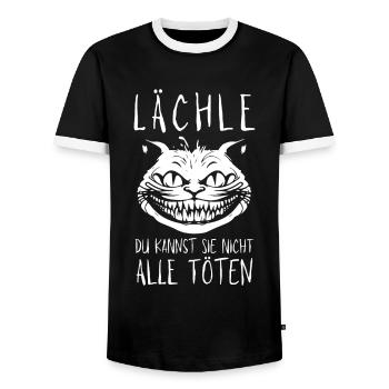 Lächle Du kannst sie nicht alle töten Grinsekatze - Männer Kontrast-T-Shirt - Schwarz/Weiß - Vorne - AI Model Female 172 light (172cm) & AI Model Male 178 light (178cm)