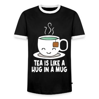 Kawaii Tea - Men's Ringer Shirt - black/white - Front - AI Model Female 172 light (172cm) & AI Model Male 178 light (178cm)