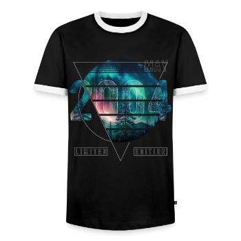 Édition Limitée 2004 Mai Anniversaire Aurores Boréales - T-shirt contrasté Homme - noir/blanc - Devant - AI Model Female 172 light (172cm) & AI Model Male 178 light (178cm)