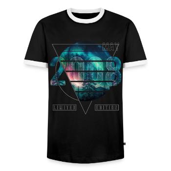 Limited Edition 2008 Mai Geburtstag Polarlicht - Männer Kontrast-T-Shirt - Schwarz/Weiß - Vorne - AI Model Female 172 light (172cm) & AI Model Male 178 light (178cm)