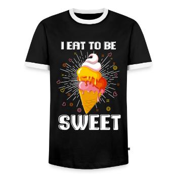 I Eat To Be Sweet Gelato Lover Gift Idea - Männer Kontrast-T-Shirt - Schwarz/Weiß - Vorne - AI Model Female 172 light (172cm) & AI Model Male 178 light (178cm)