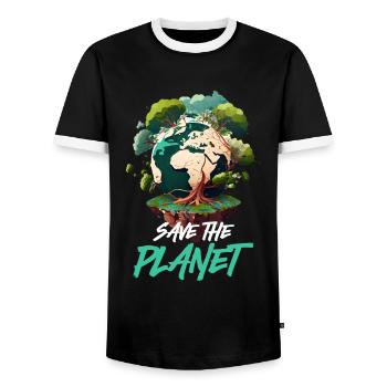 Rette den Planeten Mutter Erde Umweltschutz - Männer Kontrast-T-Shirt - Schwarz/Weiß - Vorne - AI Model Female 172 light (172cm) & AI Model Male 178 light (178cm)