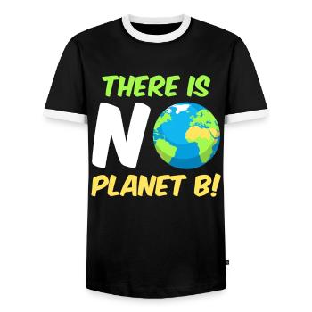 There is no Planet B Environmental Protection Mission Earth - Men's Ringer Shirt - black/white - Front - AI Model Female 172 light (172cm) & AI Model Male 178 light (178cm)