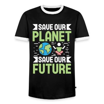 L’activisme environnemental sauve notre avenir Protection de l’environnement Terre - T-shirt contrasté Homme - noir/blanc - Devant - AI Model Female 172 light (172cm) & AI Model Male 178 light (178cm)