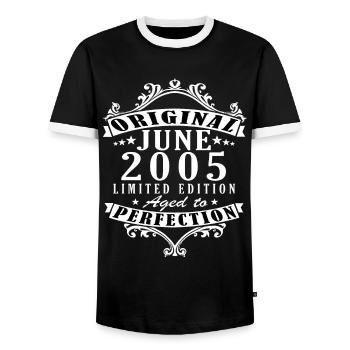 Juni 2005| Vintage Geschenk 2005 - Männer Kontrast-T-Shirt - Schwarz/Weiß - Vorne - AI Model Female 172 light (172cm) & AI Model Male 178 light (178cm)