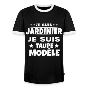 Je suis jardinier Je suis Taupe Modèle Humour - T-shirt contrasté Homme - noir/blanc - Devant - AI Model Female 172 light (172cm) & AI Model Male 178 light (178cm)