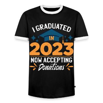 J’ai obtenu mon diplôme en 2023 - T-shirt contrasté Homme - noir/blanc - Devant - AI Model Female 172 light (172cm) & AI Model Male 178 light (178cm)