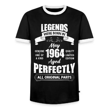 Legends Were Born In May 1964 Birthday - Männer Kontrast-T-Shirt - Schwarz/Weiß - Vorne - AI Model Female 172 light (172cm) & AI Model Male 178 light (178cm)