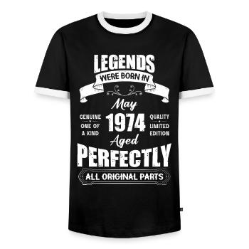 Legends Were Born In May 1974 Birthday - Männer Kontrast-T-Shirt - Schwarz/Weiß - Vorne - AI Model Female 172 light (172cm) & AI Model Male 178 light (178cm)