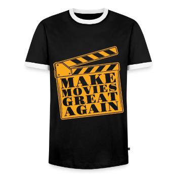 Filmmaking Make Movies Great Again Movie Director - Men's Ringer Shirt - black/white - Front - AI Model Female 172 light (172cm) & AI Model Male 178 light (178cm)