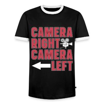 Caméra de tournage Caméra droite Réalisateur de film gauche - T-shirt contrasté Homme - noir/blanc - Devant - AI Model Female 172 light (172cm) & AI Model Male 178 light (178cm)