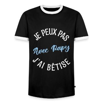 Cadeau Papy, Cadeau grand-père. papi de l'année. - T-shirt contrasté Homme - noir/blanc - Devant - AI Model Female 172 light (172cm) & AI Model Male 178 light (178cm)