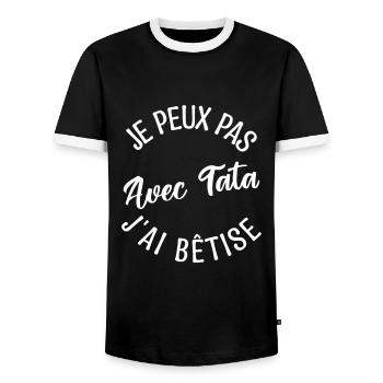 Cadeau Tata. cadeau tante. ma tata préféré. - T-shirt contrasté Homme - noir/blanc - Devant - AI Model Female 172 light (172cm) & AI Model Male 178 light (178cm)