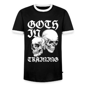 Goth in Training - Baby Fledermaus Gothic - Men's Ringer Shirt - black/white - Front - AI Model Female 172 light (172cm) & AI Model Male 178 light (178cm)