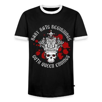 Baby Bat Goth Queen - Goth Gothic - Men's Ringer Shirt - black/white - Front - AI Model Female 172 light (172cm) & AI Model Male 178 light (178cm)