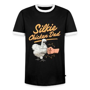 Silkie Chicken Dad Poulet chinois en soie - T-shirt contrasté Homme - noir/blanc - Devant - AI Model Female 172 light (172cm) & AI Model Male 178 light (178cm)