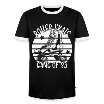Rollschuhfahrer Rollerskates Rollschuh Gang 1983 - Männer Kontrast-T-Shirt - Schwarz/Weiß - Vorne - AI Model Female 172 light (172cm) & AI Model Male 178 light (178cm)