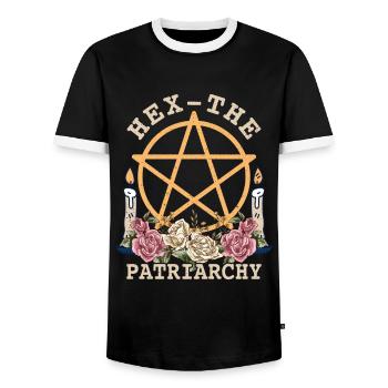 Feminismus Verhext Das Patriarchat Feministisch - Männer Kontrast-T-Shirt - Schwarz/Weiß - Vorne - AI Model Female 172 light (172cm) & AI Model Male 178 light (178cm)