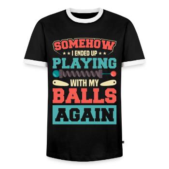 Flipper Retro Pinball Flipperautomat Bumper - Men's Ringer Shirt - black/white - Front - AI Model Female 172 light (172cm) & AI Model Male 178 light (178cm)
