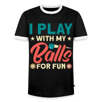 Flipper Retro Pinball Flipperautomat Bumper - Men's Ringer Shirt - black/white - Front - AI Model Female 172 light (172cm) & AI Model Male 178 light (178cm)