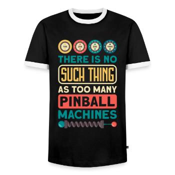 Flipper Retro Pinball Flipperautomat Bumper - Men's Ringer Shirt - black/white - Front - AI Model Female 172 light (172cm) & AI Model Male 178 light (178cm)