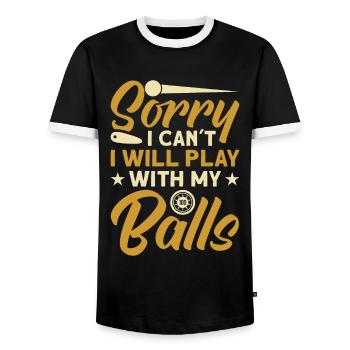 Flipper Retro Pinball Flipperautomat Bumper - Men's Ringer Shirt - black/white - Front - AI Model Female 172 light (172cm) & AI Model Male 178 light (178cm)