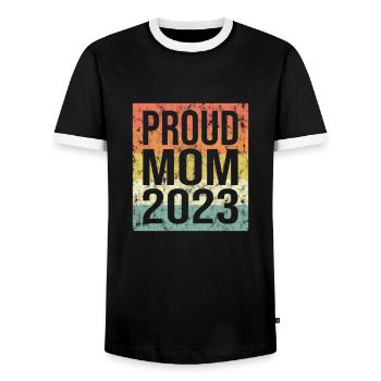 stolze Mama Retro 2023 - Männer Kontrast-T-Shirt - Schwarz/Weiß - Vorne - AI Model Female 172 light (172cm) & AI Model Male 178 light (178cm)