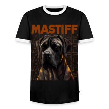 Great Dane Dog Dogs Great Dane - Men's Ringer Shirt - black/white - Front - AI Model Female 172 light (172cm) & AI Model Male 178 light (178cm)