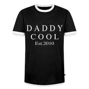 Daddy Cool est 2010 - Men's Ringer Shirt - black/white - Front - AI Model Female 172 light (172cm) & AI Model Male 178 light (178cm)