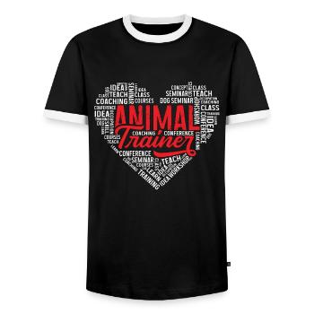 Animal Trainer Heart Veterinarian Animal Trainers - Men's Ringer Shirt - black/white - Front - AI Model Female 172 light (172cm) & AI Model Male 178 light (178cm)